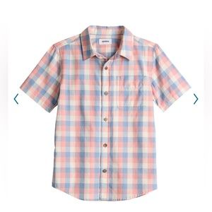Sonoma Boy’s Short sleeve Buttoned Plaid Shirt in Blue, Pink and White| Size: L
